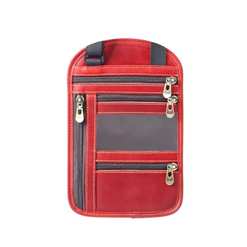 AIGUONIU Multifunktionale Reisepasstasche aus echtem Leder, RFID-Umhängetasche, eine Schultertasche, Aufbewahrungstasche, Überseeflugticket, Rot/Ausflug, einfarbig (Getaway Solids), 155*240,mm, Retro von AIGUONIU