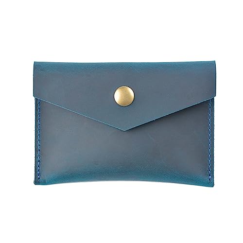 AIGUONIU Vintage Visitenkartenetui Herren Echtes Leder Kreditkartenetui Kleine Geldbörse Geldtasche Ausweis Set, Blau, Vintage von AIGUONIU