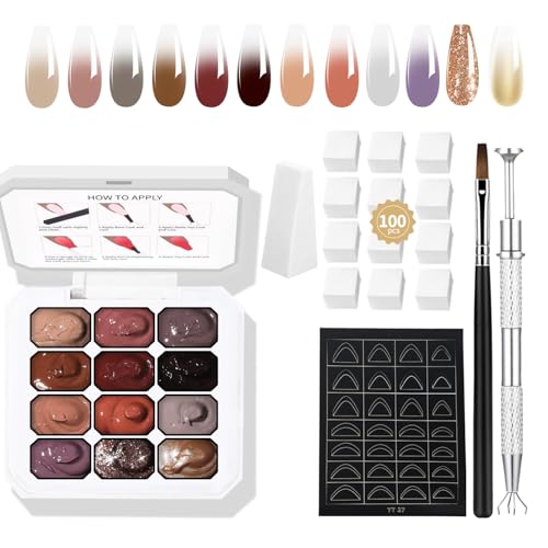 AIJIMEI Ombre Gel Nail Polish, 12 Farben Schattierungsgel, geeignet für Schattierungen der Nägel, leicht zu färben, lang anhaltender Effekt, kann DIY Nail Art zu Hause (Set3) von AIJIMEI