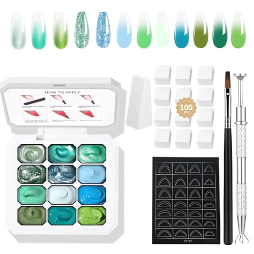 AIJIMEI Ombre Gel Nail Polish, 12 Farben Schattierungsgel, geeignet für Schattierungen der Nägel, leicht zu färben, lang anhaltender Effekt, kann DIY Nail Art zu Hause (Set5) von AIJIMEI