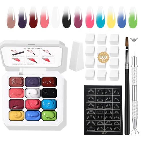 AIJIMEI Ombre Gel Nail Polish, 12 Farben Schattierungsgel, geeignet für Schattierungen der Nägel, leicht zu färben, lang anhaltender Effekt, kann DIY Nail Art zu Hause erworben (Set4) von AIJIMEI
