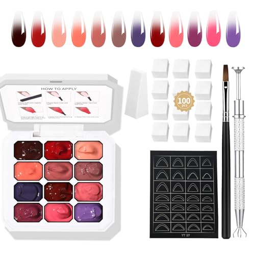 AIJIMEI Ombre Gel Nail Polish, 12 Farben Schattierungsgel, geeignet für Schattierungen von Nagelpolish, leicht zu färben, lang anhaltender Effekt, kann DIY Nagelkunst zu Hause realisieren. (Set7) von AIJIMEI