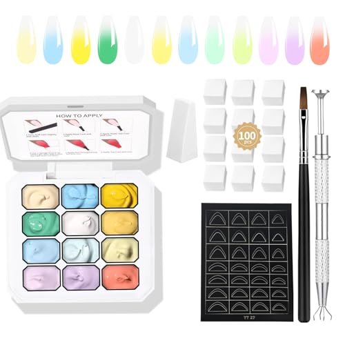 AIJIMEI Ombre gel nail polish， 12 color ombre gel, suitable for ombre nail polish, easy to color, long-lasting effect, can achieve DIY nail art at home. (set1) von AIJIMEI