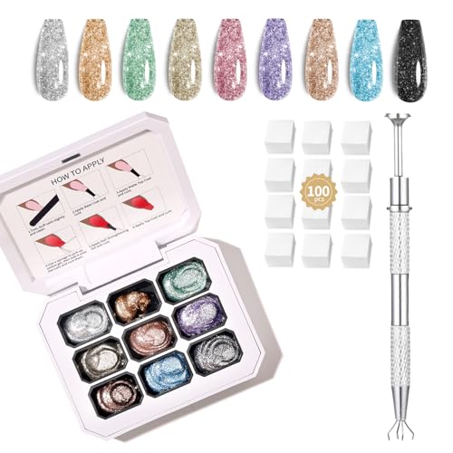 Ombre Gel, Gradient PaintingGel, OmbreGel Nail Polish, Inklusive 100 Nagelschwämme Und Greifstift Geeignet Für Salons Und Familie DIY.(B0) von AIJIMEI