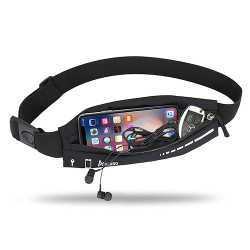 Slim Running Belt Fanny Pack for Women Men, Phone Holder Runners Pouch Waist Belt for Workout Jogging, Money Belt Running Gift Gear Accessories Compatible with iPhone 13 12 Pro Max, schwarz von AIKENDO