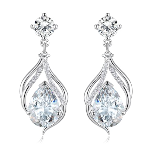 Silber Dangle Drop Ohrringe für Frauen, Cubic Zirkonia Teardrop Diamant Drop Braut Hochzeit Ohrringe Schmuck Geschenk von AILIFE