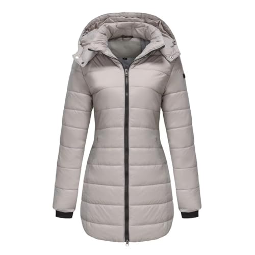 AILISK Ultraleichte Steppjacke Damen mit Kapuze Lang Winter Warm Wasserdicht von AILISK