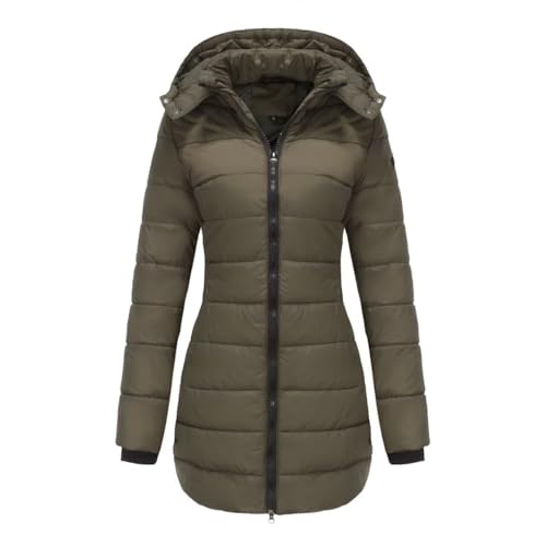 AILISK Ultraleichte Steppjacke Damen mit Kapuze Lang Winter Warm Wasserdicht von AILISK