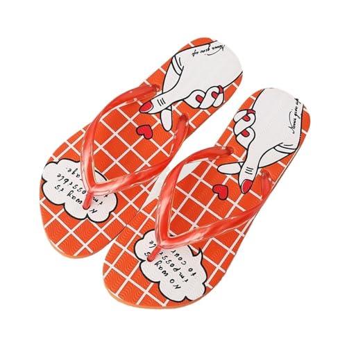 AILIUXIAOYAN Sandalen, Sommer-Strand-Hausschuhe for Männer und Frauen – Flip-Flops mit weicher Sohle for den Strand Hausschuhe für Damen(Orange,37 EU) von AILIUXIAOYAN