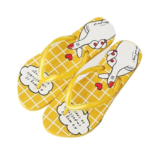 AILIUXIAOYAN Sandalen, Sommer-Strand-Hausschuhe for Männer und Frauen – Flip-Flops mit weicher Sohle for den Strand Hausschuhe für Damen(Yellow,35 EU) von AILIUXIAOYAN