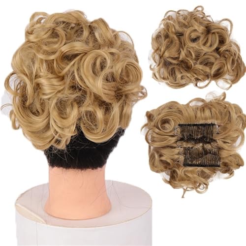 Haarknoten, Synthetischer Kamm-Clip – Locken-Dutt-Verlängerung for Frauen – Ideales Chignon-Hochsteckfrisur-Haarteil Dutt-Maker für Haare(Bright gold) von AILIUXIAOYAN