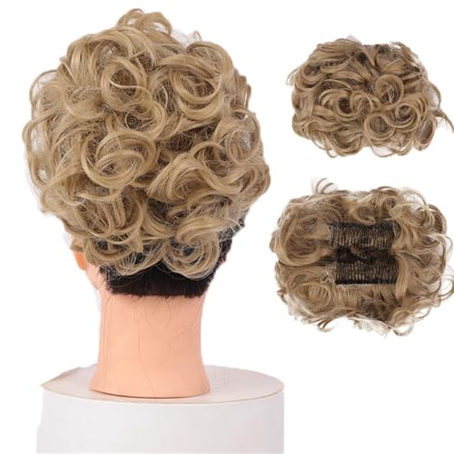 Haarknoten, Synthetischer Kamm-Clip – Locken-Dutt-Verlängerung for Frauen – Ideales Chignon-Hochsteckfrisur-Haarteil Dutt-Maker für Haare(Golden brown) von AILIUXIAOYAN