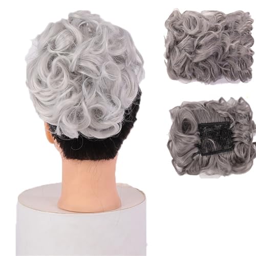 Haarknoten, Synthetischer Kamm-Clip – Locken-Dutt-Verlängerung for Frauen – Ideales Chignon-Hochsteckfrisur-Haarteil Dutt-Maker für Haare(Light gray) von AILIUXIAOYAN