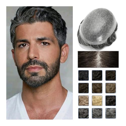 Herrenperücken realistisch 0,08mm Menschliches Haar Toupet Männer Perücke Haaransatz Knoten Männliche Haar Prothese Toupet Haar Ersatz System for Männer Haarteil für Herren(Medium Brown,7x10) von AILIUXIAOYAN