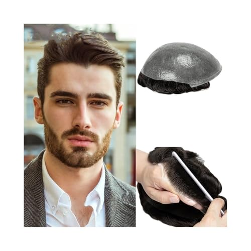 Herrenperücken realistisch Haaransatz 0,03mm Männer Perücke Unsichtbarer Knoten Dünne Haut Menschliches Haar Männer Toupet Haar System Mann Perücke Europäischen Haar prothese Haarteil für Herren(Light von AILIUXIAOYAN