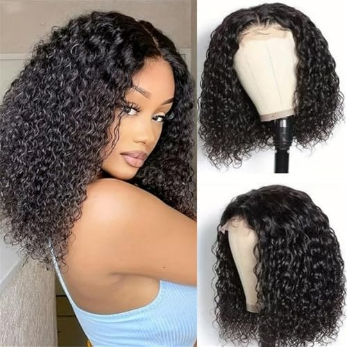 Perücken für Frauen 13x 4x 1 Echthaar-Frontspitzen-Kopfbedeckung, verworrene lockige Perücken aus menschlichem Haar Perücken(12inch) von AILIUXIAOYAN