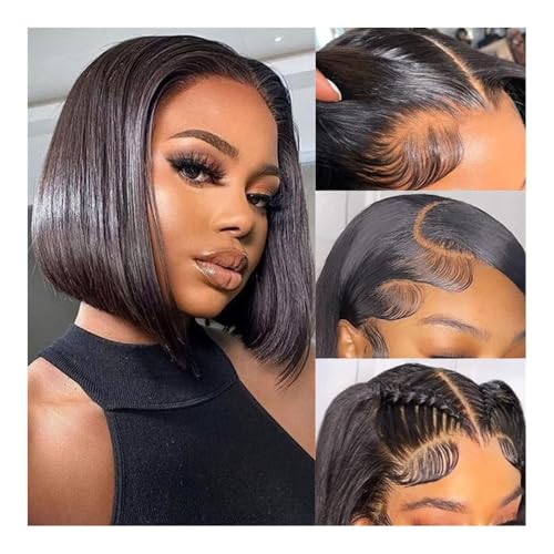 Perücken für Frauen 4X4 Lace Front Bob Perücke Echthaar Glatte Lace Perücke Perücken(14inch) von AILIUXIAOYAN