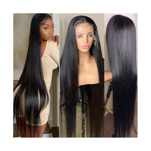 Perücken für Frauen HD-Perücke, gerade Spitze, Echthaar, Lace-Front-Perücke, 180% brasilianisches Remy-Haar, vorgezupft, 20,3–96,5 cm lange, gerade, transparente Lace-Frontal-Perücken Perücken(13x6 T Perücken für Frauen HD-Perücke, gerade Spitze, Echthaar, Lace-Front-Perücke, 180% brasilianisches Remy-Haar, vorgezupft, 20,3–96,5 cm lange, gerade, transparente Lace-Frontal-Perücken Perücken(13x6 T von AILIUXIAOYAN