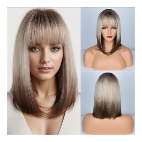 Perücken für Frauen The Full Cap Synthetic Wig – Your Ultimate Fashion Accessory for Trendsetting Color Blends Wigs Perücken von AILIUXIAOYAN