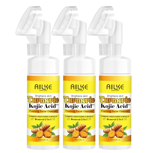 AILKE Brightening Foaming Facial Cleanser, With Natural Turmeric, Kojic Acid, Remove Makeup Residue and Acne, Clean Skin,160 ml (Pack of 3) von AILKE BOOST LUSTER