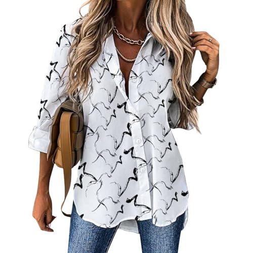 AILLOSA Blusen für Damen Lockere Passform V-Ausschnitt Blusen Damen Ausgefallenes Muster Lässiges Hemd Blusen für Damen yh-198 AILLOSA Blusen für Damen Lockere Passform V-Ausschnitt Blusen Damen Ausgefallenes Muster Lässiges Hemd Blusen für Damen yh-198 von AILLOSA