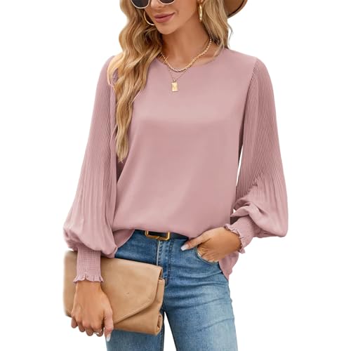 AILLOSA Damen Blouses Langärmeliges Damen Top aus 100% Polyester Künstlerischer Falten Design von AILLOSA
