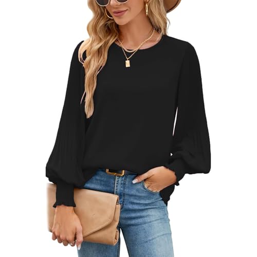 AILLOSA Damen Blouses Langärmeliges Damen Top aus 100% Polyester Künstlerischer Falten Design von AILLOSA
