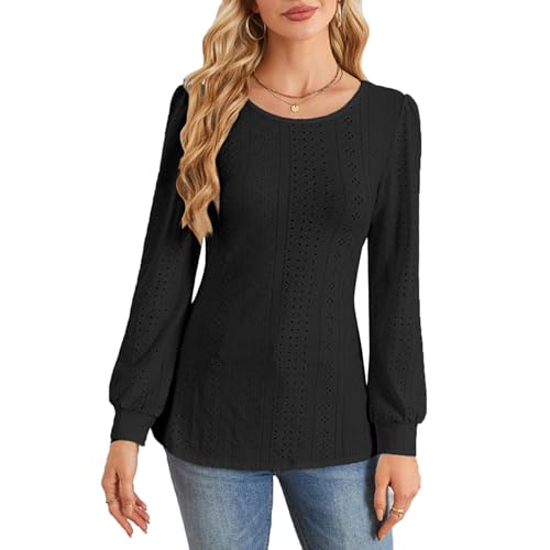 AILLOSA Damen Casual Loses Oberteil Weich atmungsaktiv und vielseitig mit Lochmuster von AILLOSA