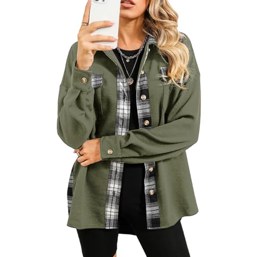 AILLOSA Damen Waffel Strick Blusen mit Button-Down-Kragen Damen Blusen Vielseitig und Komfortabel von AILLOSA