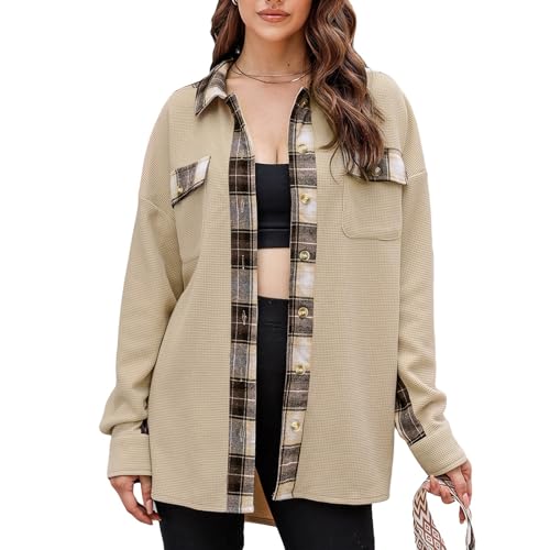 AILLOSA Damen Waffel Strick Blusen mit Button-Down-Kragen Damen Blusen Vielseitig und Komfortabel von AILLOSA