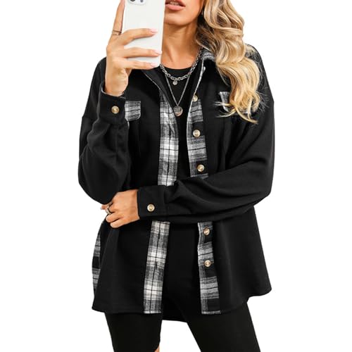 AILLOSA Damen Waffel Strick Blusen mit Button-Down-Kragen Damen Blusen Vielseitig und Komfortabel von AILLOSA