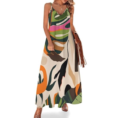 AILLOSA Freizeitkleider für Damen Halter Knöchellanges Kleid Sommerkleid Ohne Arm Freizeitkleid Langes Kleid yh-148 von AILLOSA