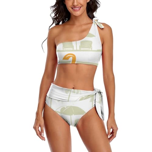 AILLOSA One Shoulder Bikini Oberteil Hohe Taille Tie Side Bikini Bottoms Zweiteilige Bikini Sets für Frauen TH-386 von AILLOSA