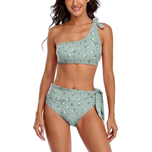 AILLOSA One Shoulder Bikini Oberteil Hohe Taille Tie Side Bikini Bottoms Zweiteilige Bikini Sets für Frauen yh-225 von AILLOSA