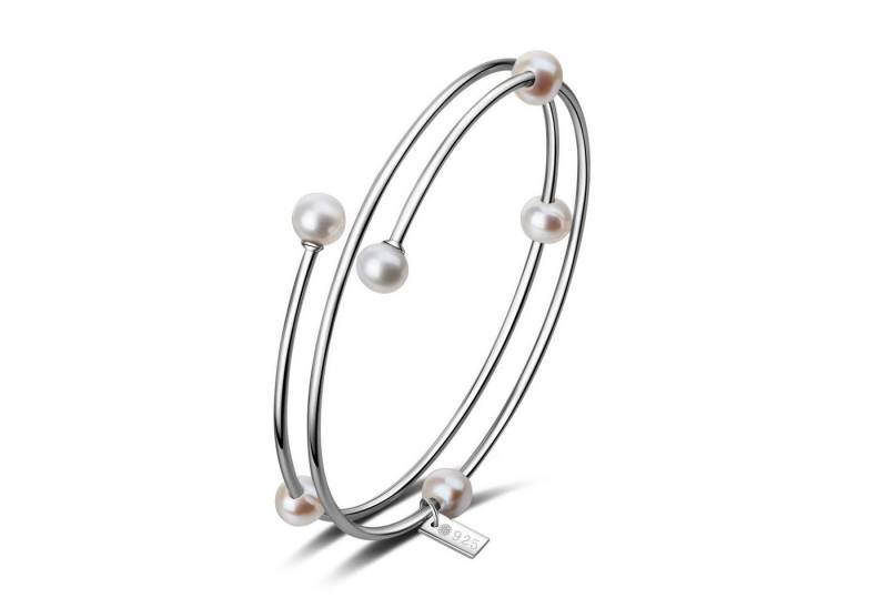 AILORIA Armband MIDORI Armreif Silber/weiße Perle, Armreif Silber/weiße Perle von AILORIA