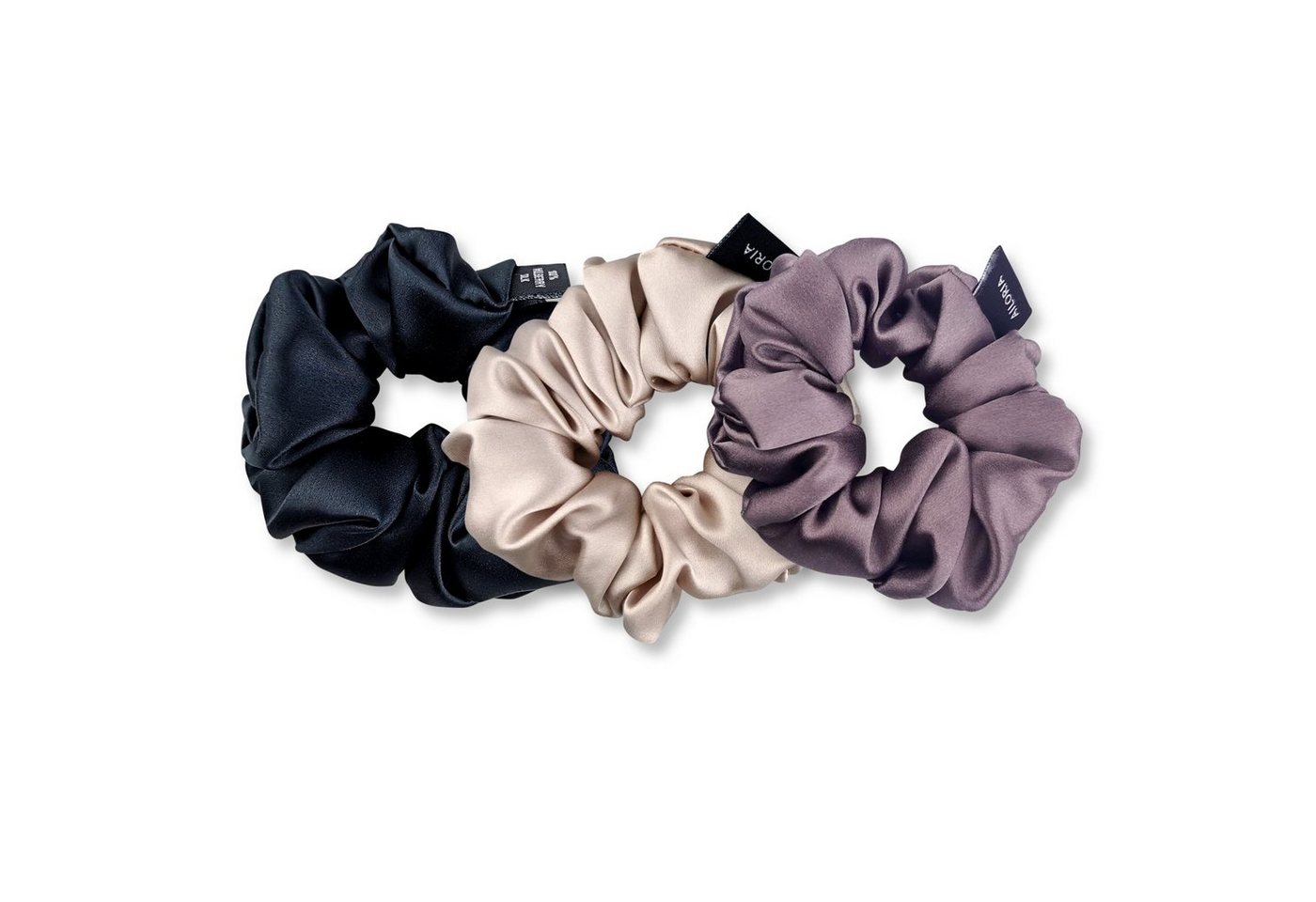 AILORIA Haargummi DOUX set 3 scrunchies m aus seide, Luxuriöses Set aus drei Haargummis von AILORIA