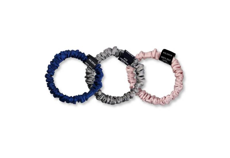 AILORIA Haargummi DOUX Set 3 Scrunchies S aus Seide, Luxuriöses Set aus drei Haargummis von AILORIA