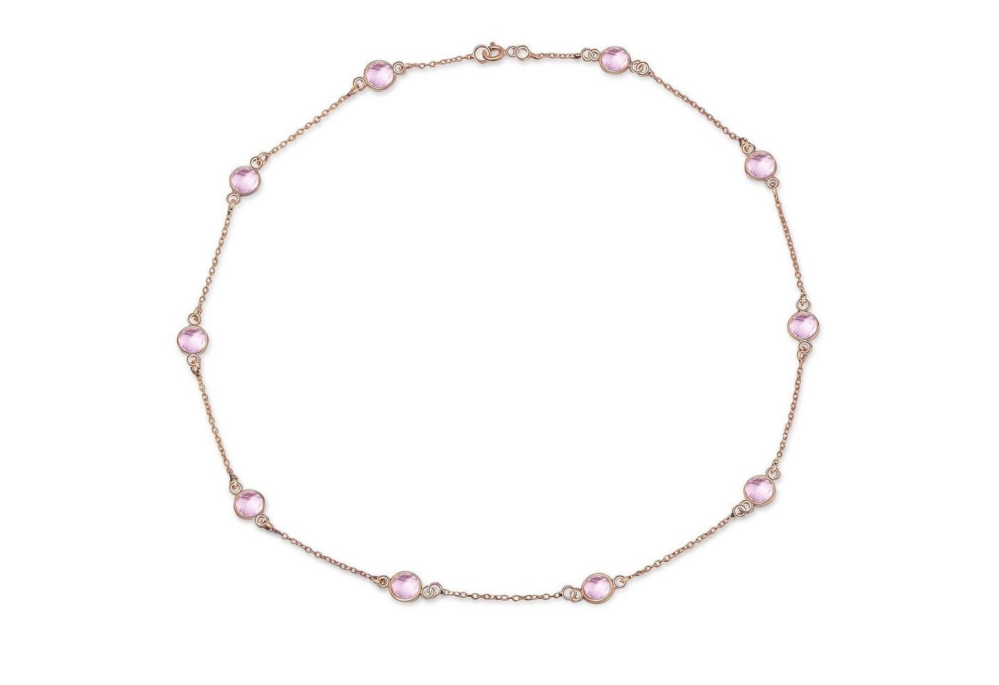 AILORIA Silberkette LAVANDE halskette pink quarz (1-tlg), 925 Sterling Silver mit 10 Edelsteinen von AILORIA