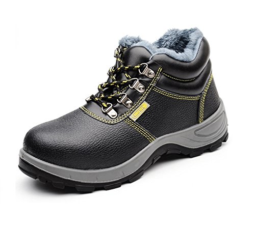 YisiNP Arbeitsschuhe mit Stahlkappe wasserdicht Herren Sicherheitsstiefel mit Stahlkappe Stahlkappen Schuhe Work Shoes, Schwarz, 45 EU von YisiNP