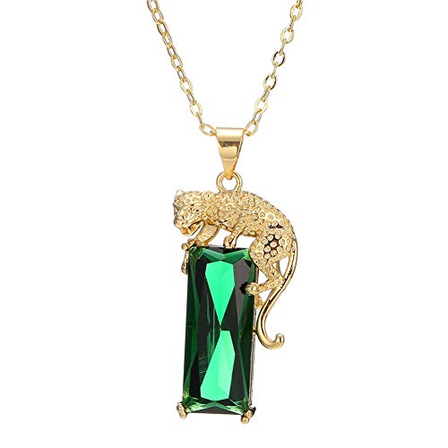 AILUOR Damen 14K Gold Überzogene Kristall-Leopard Halskette, Hip Hop Punk Smaragd Panther Halskette Schmuck Geschenke Erstellt grün Einstellbar von AILUOR