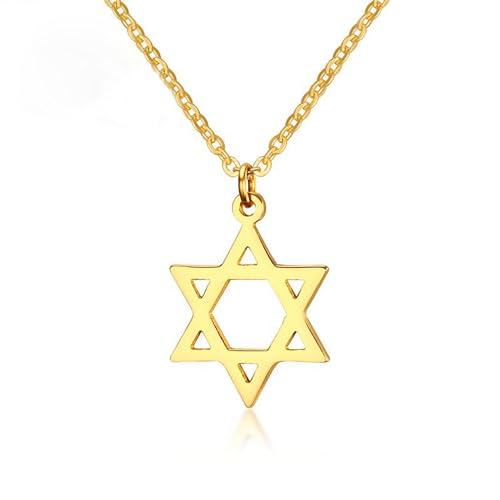 AILUOR Damen 18K Überzog Megan Davidstern-Anhänger-Halsketten, Sechs Gezeigten Megan Stern Jüdischen Israel Schmuck/Männer Hip Hop Schmuck Gold Einstellbar von AILUOR