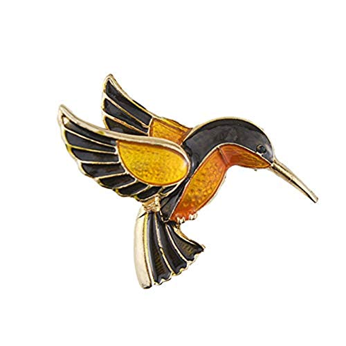 AILUOR Kolibri Broschen für Frauen, Antik Gold Tone Emaille Vogel Kolibri Brosche Pins MultiColor Crystal Pin Brosche Schmuck für Frauen (orange) von AILUOR