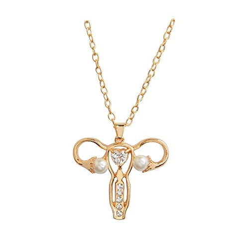 AILUOR Damen Uterus Ovar Hängende Halskette, Feminist Medical Symbol Weibliche Organ Gynäkologe Krankenschwester-Geschenk Schmuck Gold von AILUOR