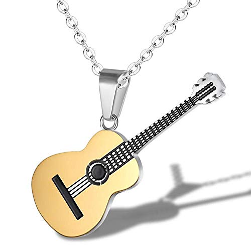 AILUOR Männer Frauen Plektrum Halskette mit Einstellbarer Kette Hip Hop Musikstil Titan Stahl Gitarrenanhänger Anhänger Schmuck Personalisierte Geschenk (Gold) von AILUOR