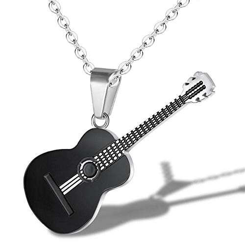 AILUOR Männer Frauen Plektrum Halskette mit Einstellbarer Kette Hip Hop Musikstil Titan Stahl Gitarrenanhänger Anhänger Schmuck Personalisierte Geschenk (Schwarz) von AILUOR