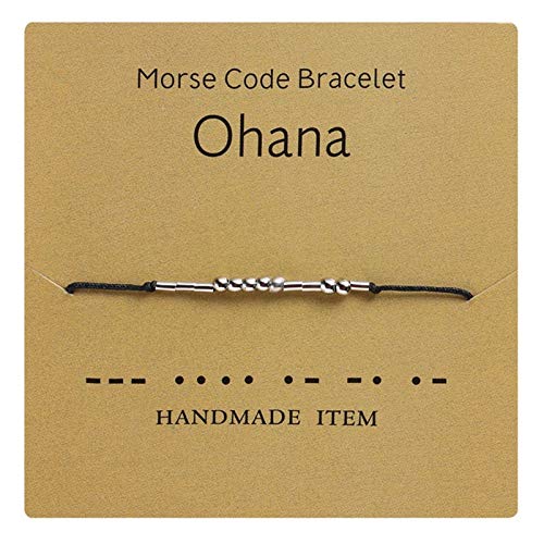 AILUOR Morse Code Armband, Versilberte Perlen auf Seidenschnur Freundschafts Armband Geschenk für sie, geheime Nachricht Geschenk Schmuck für Frauen Männer (Ohana) von AILUOR