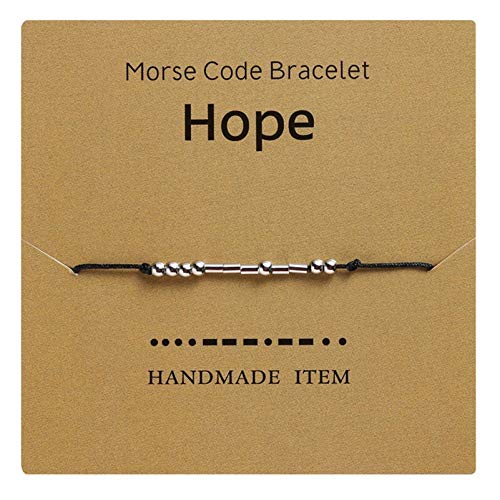 AILUOR Morse Code Armband, Versilberte Perlen auf Seidenschnur Freundschafts Armband Geschenk für sie, geheime Nachricht Geschenk Schmuck für Frauen Männer (Hope) von AILUOR