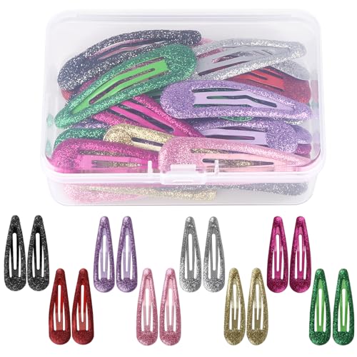 32 Stück Glitzer Pailletten Haarspangen, bunte rutschfeste Hair Clip, Metall Snap Haarnadeln, Sparkly Bangs Haarspange, Haarstyling Zubehör für Kleinkinder Mädchen Frauen, 4,8 cm lang, 8 Farben von AILUYA