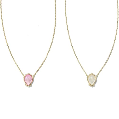 AILYFIRMO Gold-Muschelanhänger-Halskette, elegante Damen-Halskette mit rosafarbenem Kupfer und 18 Karat vergoldetem Muschelanhänger, für Frauen jeden Alters (Pink+White) von AILYFIRMO