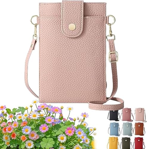 AILYFIRMO Ultradünne vertikale Handy-Geldbörse für Damen (2025) – Kartenhalter mit Fächern, PU-Crossbody-Geldbörse für Handy und Münzen (Light pink) von AILYFIRMO